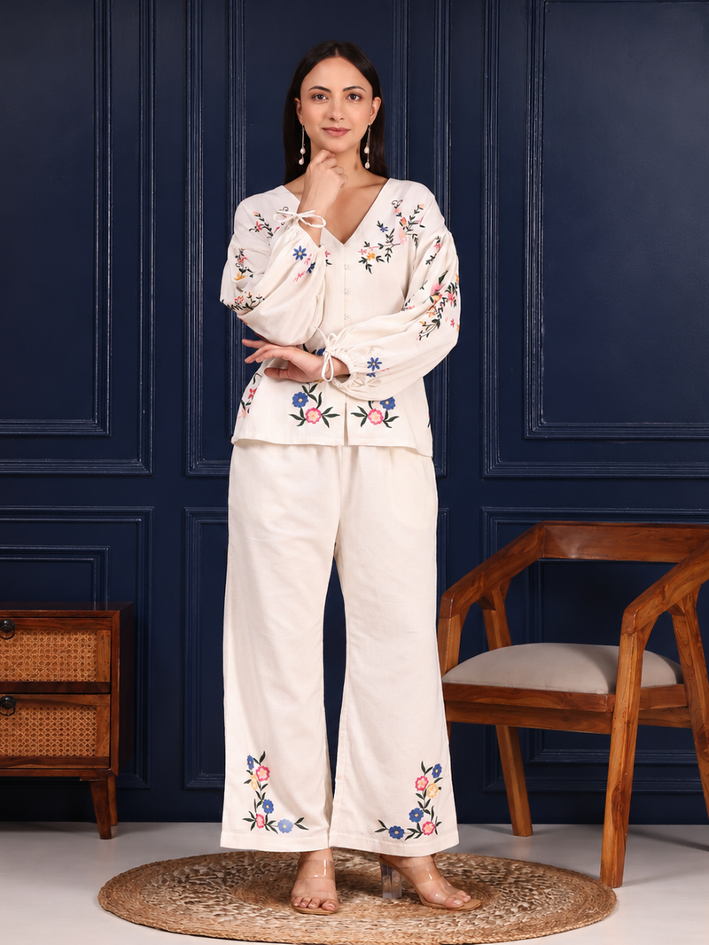 Zilda Co-ord Set | Off White Color