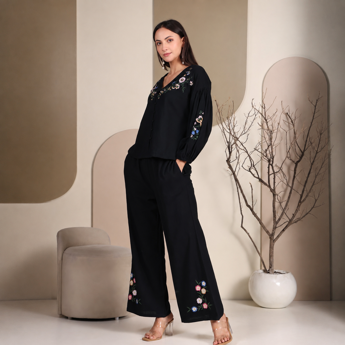 Zilda Co-ord Set | Black Color