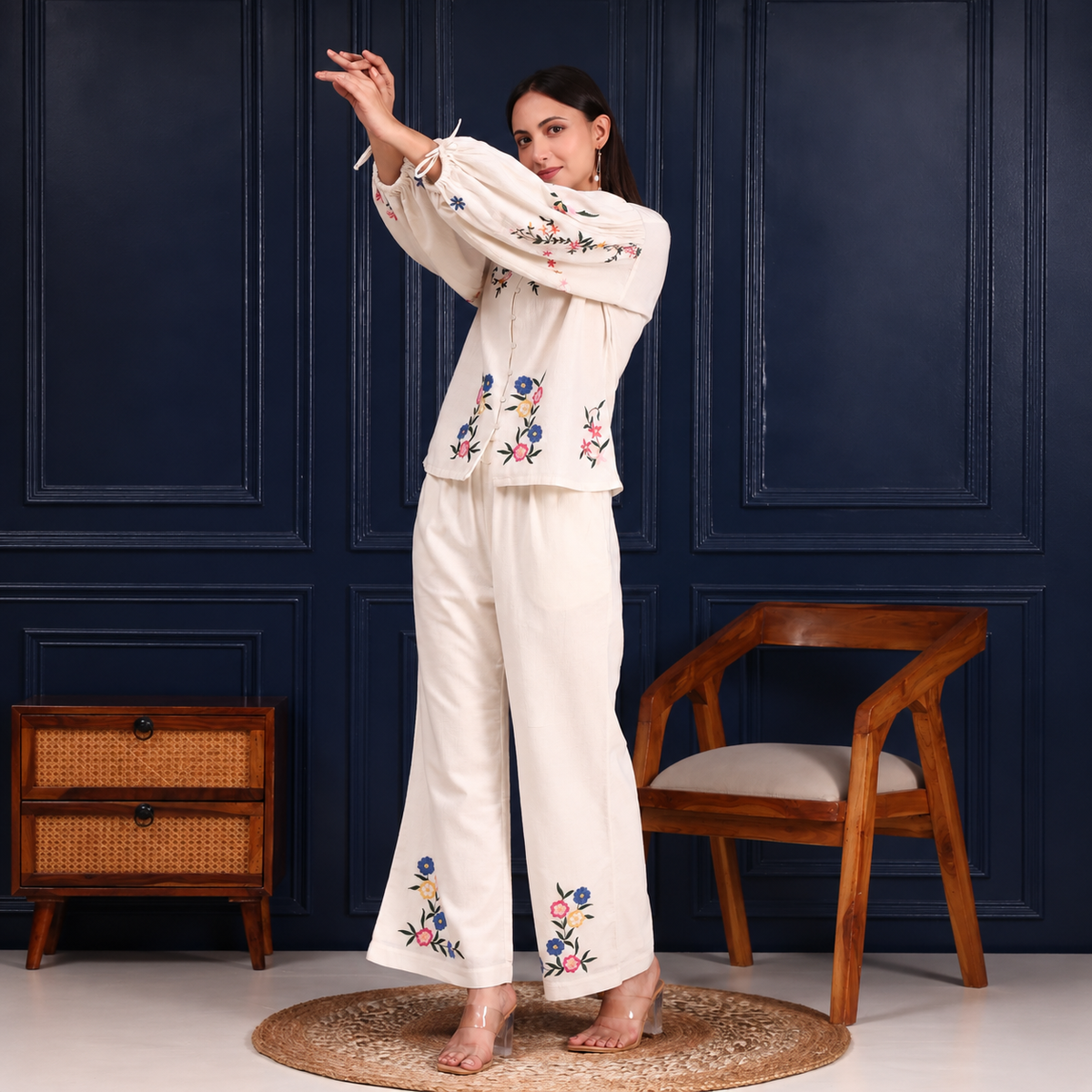 Zilda Co-ord Set | Off White Color