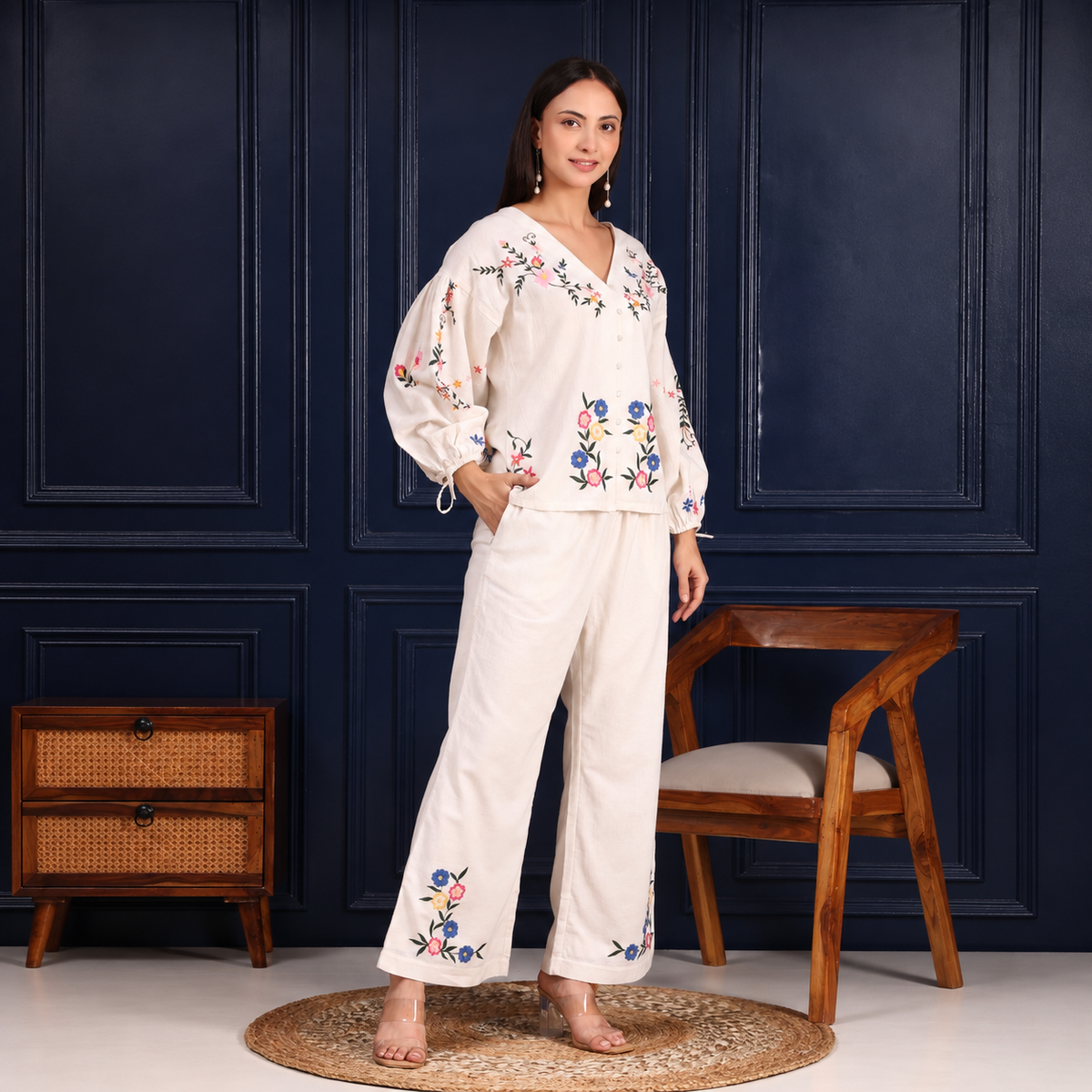 Zilda Co-ord Set | Off White Color